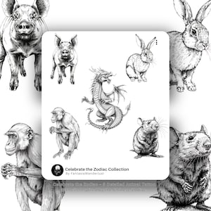 Celebrate the Zodiac – 5 Detailed Animal Tattoo Stencils Inspired by the Chinese Zodiac.