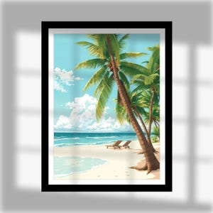 Tropical Beach Digital Wall Art - Printable Coastal Landscape for Home and Office Decor