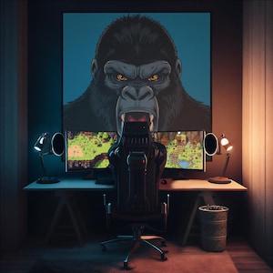 Gorilla Art Print Digital Art Print | Bold Pop Art Poster for Wall Decor