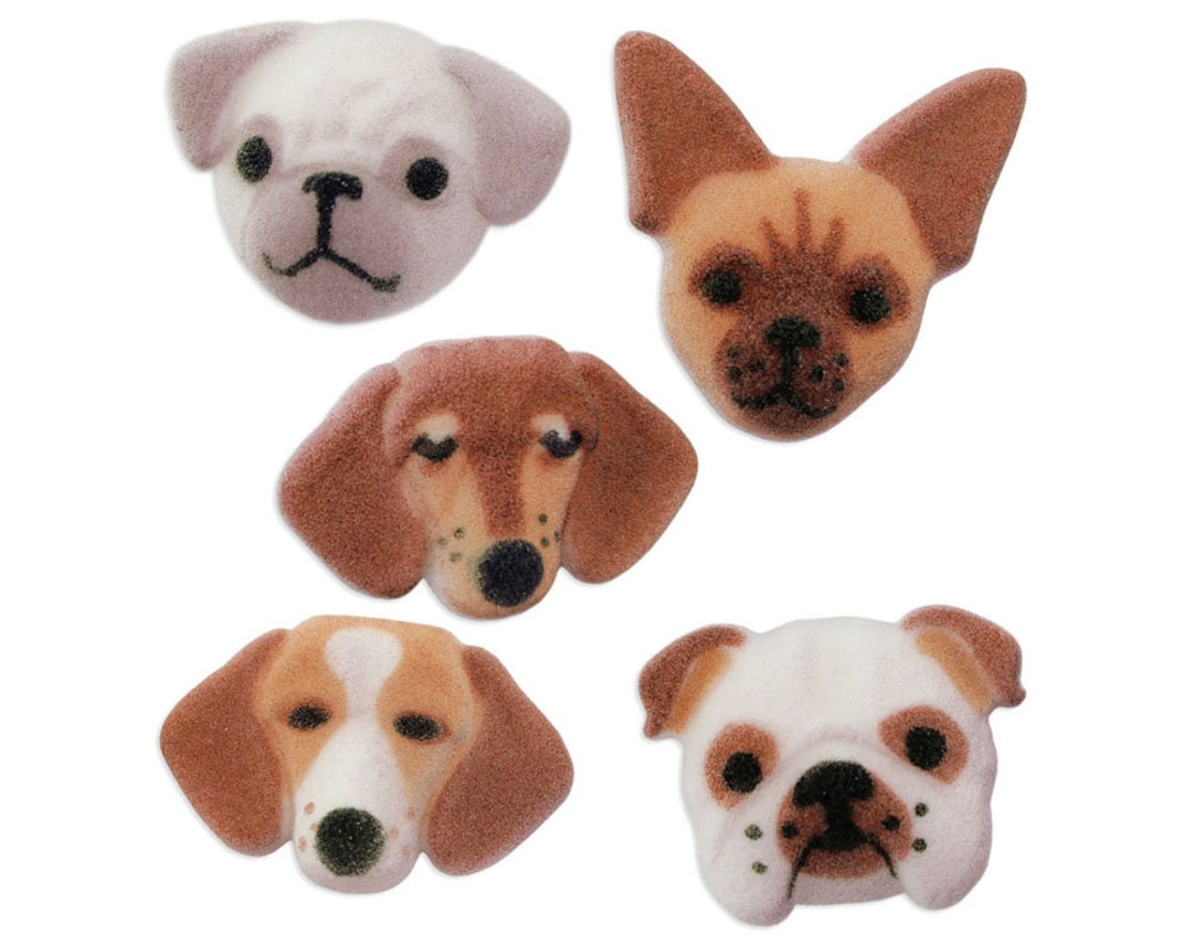 Dog Face Sugars Puppy Sugar Toppers, Dog Cake Decorations, Puppy Party