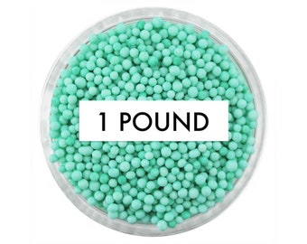 Mint Green Non-Pareils BULK (1lb) - tiny pretty pastel green sprinkles for decorating cupcakes, cakes, cakepops, cookies, and ice cream