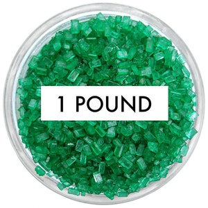 Green Chunky Sugar 1 LB - bright green sugar crystals sprinkles for decorating cupcakes, cakes, cakepops, and cookies