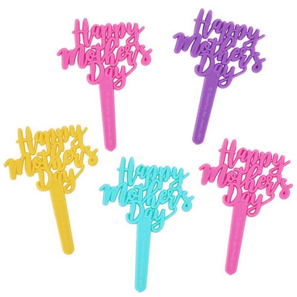 Bright Happy Mother's Day Picks - 12 colorful Mother's day toppers for cupcakes and cakes