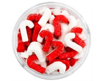 Red and White Candy Cane Candy Sprinkles- cute little candy canes, red and white candy cane candy, candy cane cake cupcake sprinkles