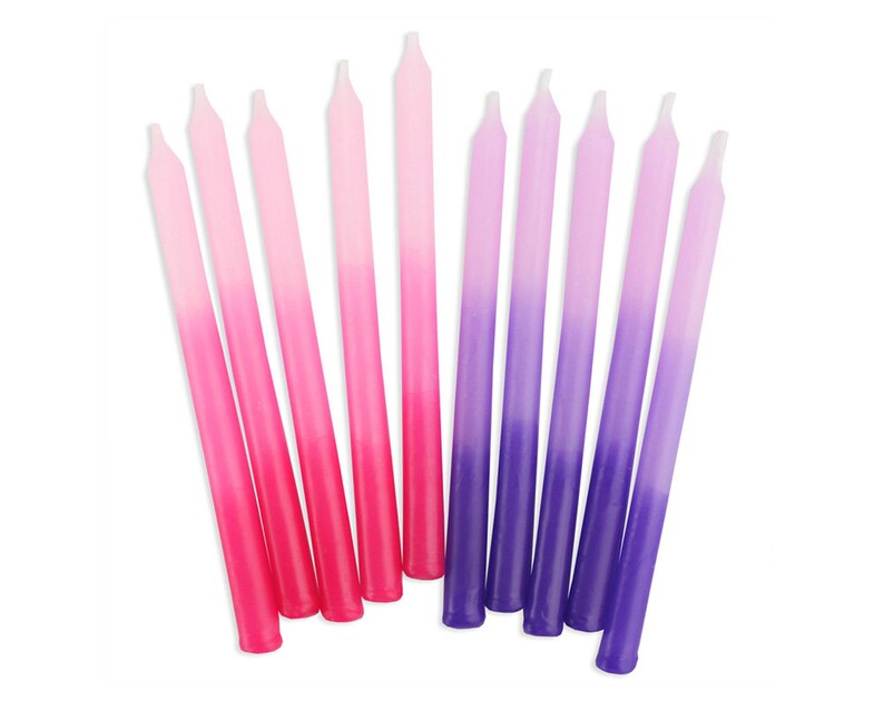 Pink & Purple Ombre Birthday Candles 12 long skinny party Etsy