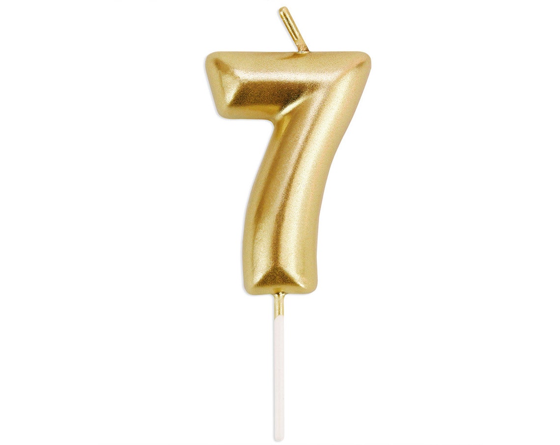 Gold Number Seven Birthday Candle Gold 7 Birthday Candle Etsy