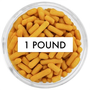 Mustard Jimmies 1 Pfund - Jimmies in senf haben eine weiche Textur und eignen sich perfekt für das Topping von Cupcakes und anderen süßen Leckereien.