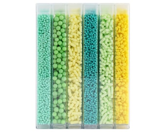 Pineapple Dream Sprinkle Assortment- fun sprinkle tubes of yellow, green and turquoise, for cookies, cakes, cupcakes, parties and gifts