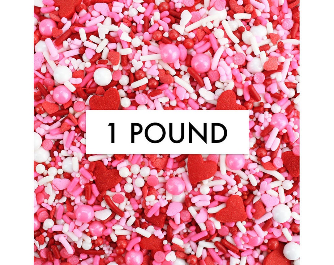 Valentine Sprinkle Blend BULK 1LB a Fun Blend of Pink Red Heart