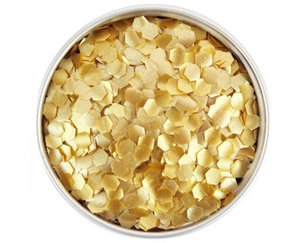 Gold Hexagon Edible Glitter - metallic gold hexagons sprinkles for cakes, cookies, cupcakes