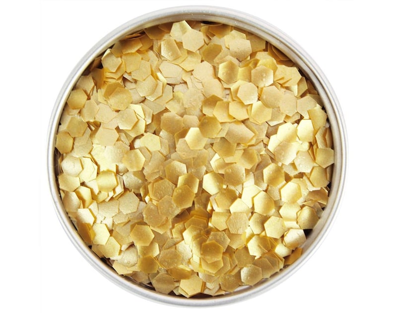 Gold Hexagon Edible Glitter metallic gold hexagons sprinkles for cakes, cookies, cupcakes image 1