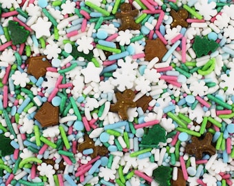 Gingerbread Village Sprinkle Blend, Round Cake Decoration, Tiny Edible Sprinkles