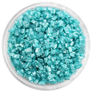 Pearly Turquoise Chunky Sugar - turquoise pearlescent sugar crystals sprinkles for decorating cupcakes, cakes, cake pops, and cookies