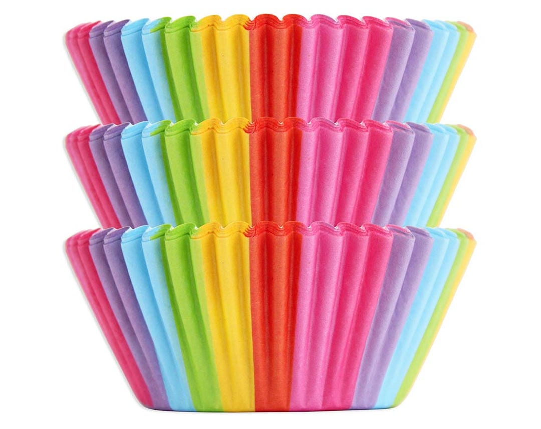 Rainbow Stripe Baking Cups Fun Rainbow Stripe Cupcake - Etsy