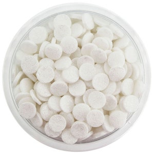 White Shimmer Confetti Dot Streusel - hübsche perlmuttweiß gepunktete Streusel zum Dekorieren von Cupcakes, Kuchen, Keksen