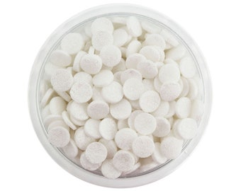 White Shimmer Confetti Dot Sprinkles - pretty pearlescent white polka dot sprinkles for decorating cupcakes, cakes, cookies