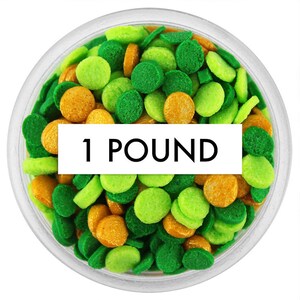 St Patricks Confetti Dot Sprinkles Assortment 1 Pound - bright polka dot sprinkles in green and gold for decorating cupcakes, cakes, cookies