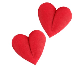 Jumbo Red Icing Hearts - large red heart sugar toppers, red heart cake toppers, edible red hearts