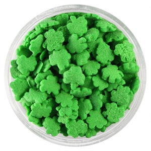 Green Shamrock Sprinkles - Little green shamrocks to sprinkle on your festive sweet treats.