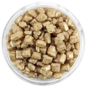 Mini Metallic Light Gold Gem Sugar - mini light gold gem sugar, metallic gold edible gems, square faceted sugar gems, square sugar rocks