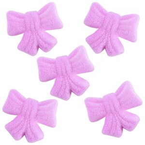 Light Purple Bow Sugars- pastel purple bow sugars, purple molded bow toppers, light purple bow cake decorations, purple sugar bow toppers