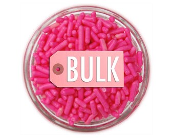 Pink Jimmies BULK (1lb) - vibrant pink sprinkles for decorating cupcakes, cakes, cakepops, cookies, and ice cream