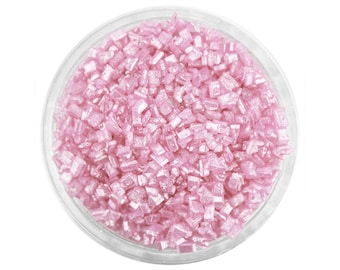 Pearly Light Pink Chunky Sugar - light pink pearlescent sugar crystals sprinkles for decorating cupcakes, cakes, cake pops, and cookies