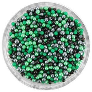 Green Machine Nonpareils Blend - dark blend of pearly and matte, green and black sprinkles for cakes, cookies and cupcakes