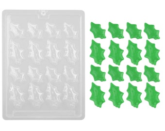 Holly Leaf Chocolate Mold - A festive holly leaf mold for use with candy melts and chocolate.