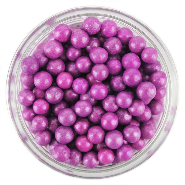 Pearly Fuchsia Sugar Pearls - edible shimmer bright magenta purple sugar pearl sprinkles, fuchsia sprinkles