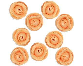 Rosas glaseado de melocotón - rosas de azúcar de melocotón, rosas de azúcar de melocotón, toppers de pastel de rosa de melocotón, decoraciones de pastel de rosas de melocotón