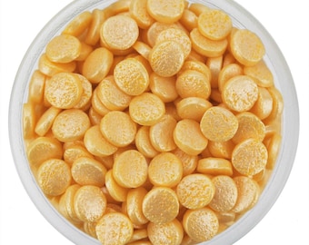 Golden Yellow Shimmer Confetti Dot Sprinkles, Pearly Cake Decoration, Pearl Round Edible Topping