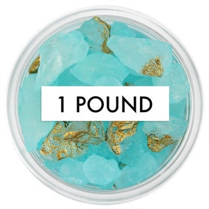 Aquamarine Gem Sugar 1 Pound- aqua rock sugar with flecks of edible gold, Edible gems, sugar gems, sugar rocks