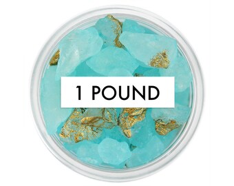 Sucre gemme aigue-marine 1 livre - sucre de roche aqua avec des taches d'or comestible, gemmes comestibles, gemmes de sucre, roches de sucre