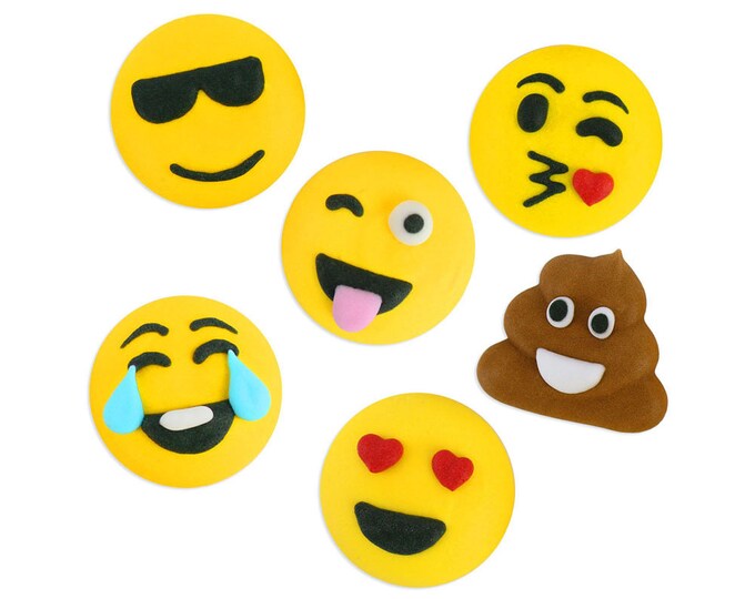 Icing Emoji Assortment Fun Emojis Made From Royal Icing for Etsy