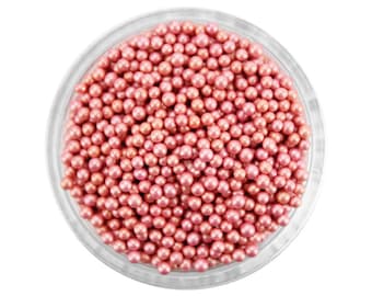 Pearly Rose Gold Nonpareils - tiny pretty rose gold pearl sprinkles for decorating cupcakes, cakes, cakepops, cookies, and ice cream