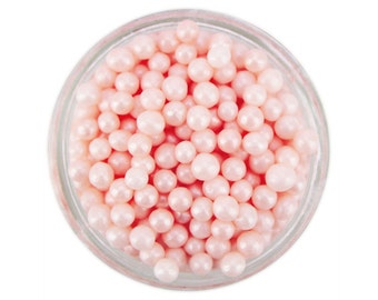 Pearly Pastel Pink Sugar Pearls - edible shimmer light pink sugar pearl sprinkles
