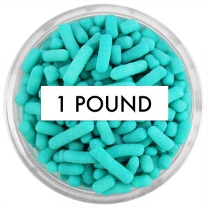 Turquoise Jimmies - 1 Pound - pretty aqua sprinkles for decorating cupcakes, cakes, cakepops, cookies, and ice cream