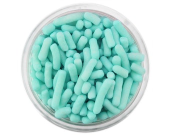 Light Turquoise Jimmies - pretty pastel aqua sprinkles for decorating cupcakes, cakes, cakepops, cookies, and ice cream