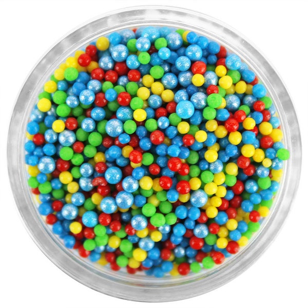 Building Blocks Non-Pareils Blend - bright mix of red, yellow, green and blue sprinkles for cakes, cookies and cupcakes