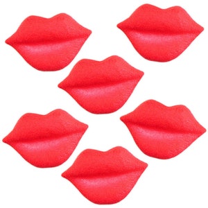 Red Lip Sugars - edible red lips, red lip cake toppers, red lip cupcake decorations, red sugar lips