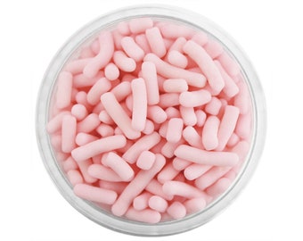 Antique Pink Jimmies - Jimmies sprinkles in antique pink have a soft texture and are perfect for topping sweet treats.