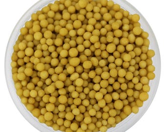 Pollen Yellow Nonpareils, Round Cake Decoration, Tiny Edible Sprinkles