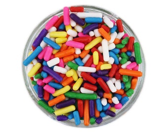 Rainbow Jimmies - bright rainbow sprinkles for decorating cupcakes, cakes, cakepops, cookies, and ice cream