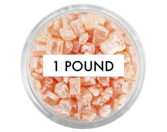 Mini Pearly Champagne Rose Gem Sugar 1 LB - mini pearly champagne rose gem sugar, edible gems, square faceted sugar gems, square sugar rocks