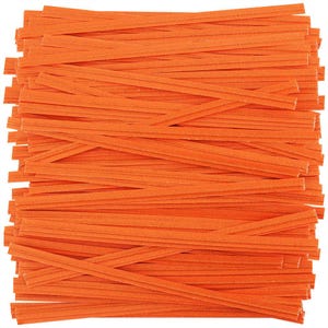 May include: A large pile of orange curling ribbon. The ribbon is thin and has a slightly textured surface.