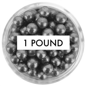 Pearly Black Sugar Pearls 5-6mm - 1 Pound - edible black sugar pearl sprinkles, edible pearls, metallic black