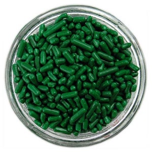 Forest Green Jimmies - dark green sprinkles for decorating cupcakes, cakes, cakepops, cookies, and ice cream