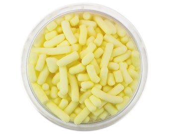 Jimmies de color amarillo claro: ¡bonitos jimmies de color amarillo claro para decorar cupcakes, pasteles, cakepops, galletas, helados y otras delicias dulces!
