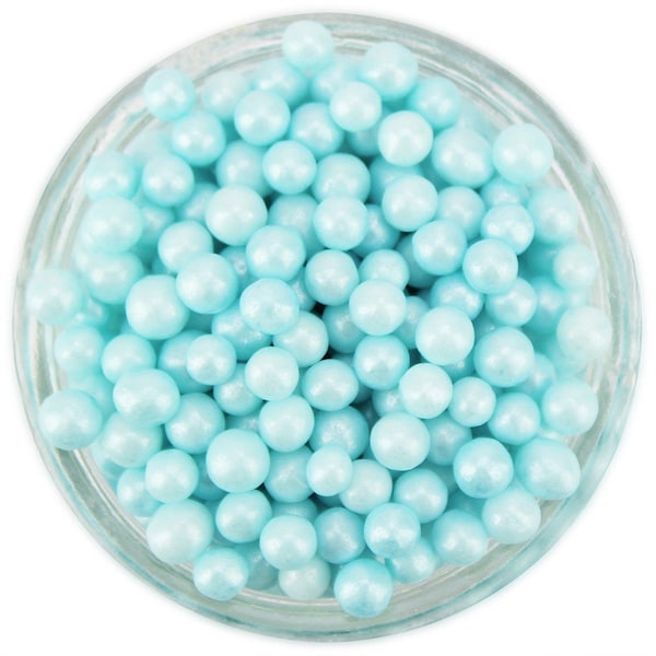 Pearly Pastel Blue Sugar Pearls - edible shimmer light blue sugar pearl sprinkles